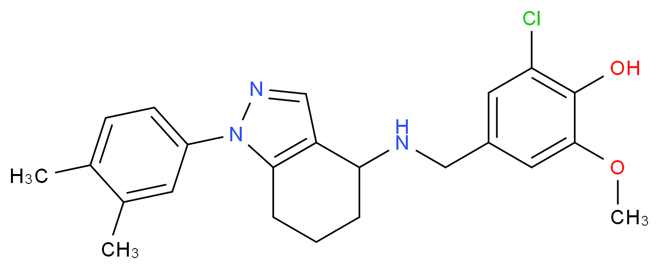 2-chloro-4-({[1-(3,4-dimethylphenyl)-4,5,6,7-tetrahydro-1H-indazol-4-yl]amino}methyl)-6-methoxyphenol_Molecular_structure_CAS_)
