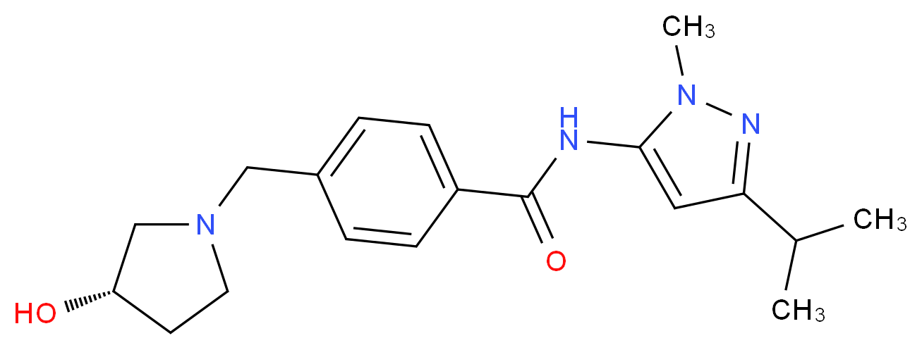 4-{[(3S)-3-hydroxypyrrolidin-1-yl]methyl}-N-(3-isopropyl-1-methyl-1H-pyrazol-5-yl)benzamide_Molecular_structure_CAS_)