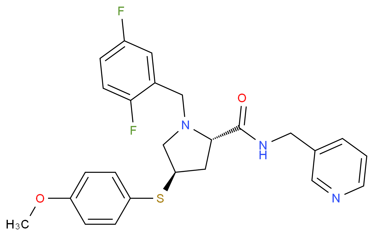 (4R)-1-(2,5-difluorobenzyl)-4-[(4-methoxyphenyl)thio]-N-(3-pyridinylmethyl)-L-prolinamide_Molecular_structure_CAS_)