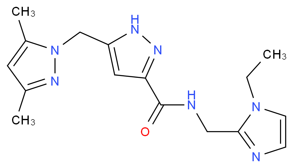 5-[(3,5-dimethyl-1H-pyrazol-1-yl)methyl]-N-[(1-ethyl-1H-imidazol-2-yl)methyl]-1H-pyrazole-3-carboxamide_Molecular_structure_CAS_)