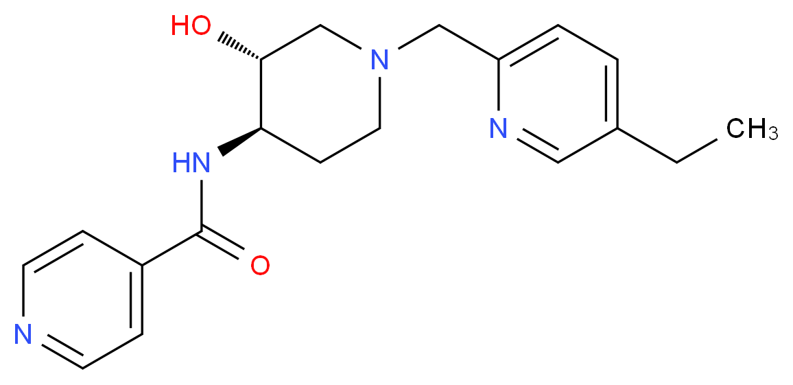 N-{(3R*,4R*)-1-[(5-ethylpyridin-2-yl)methyl]-3-hydroxypiperidin-4-yl}isonicotinamide_Molecular_structure_CAS_)
