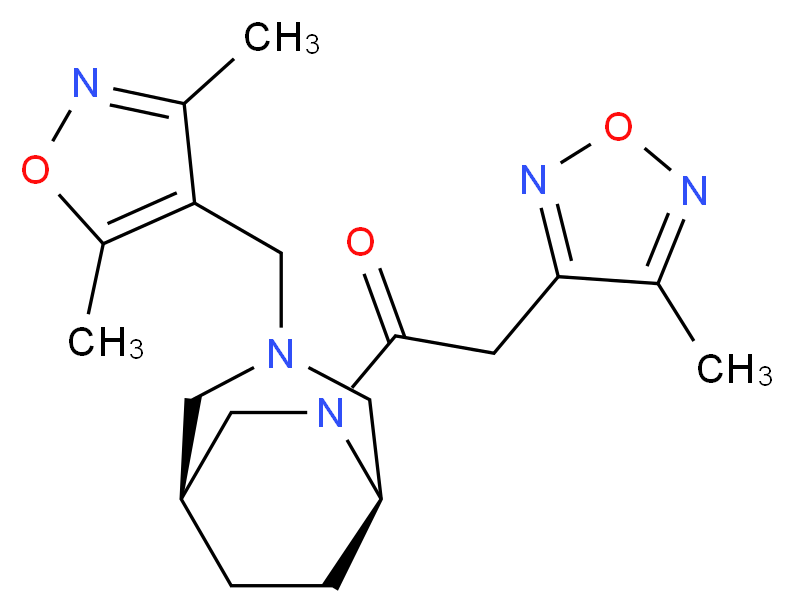 (1S*,5R*)-3-[(3,5-dimethyl-4-isoxazolyl)methyl]-6-[(4-methyl-1,2,5-oxadiazol-3-yl)acetyl]-3,6-diazabicyclo[3.2.2]nonane_Molecular_structure_CAS_)