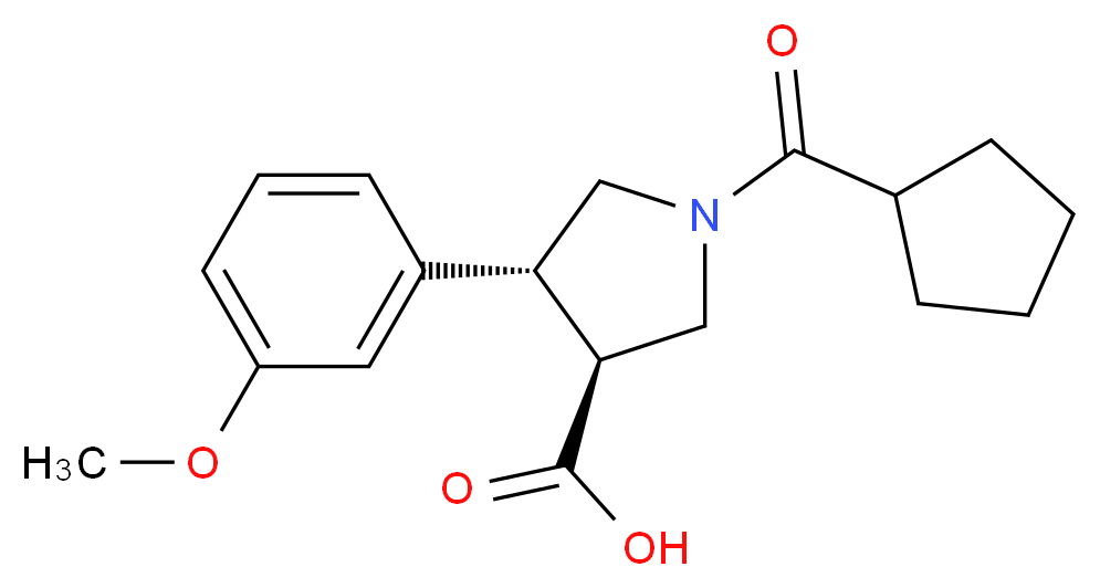 (3S*,4R*)-1-(cyclopentylcarbonyl)-4-(3-methoxyphenyl)pyrrolidine-3-carboxylic acid_Molecular_structure_CAS_)