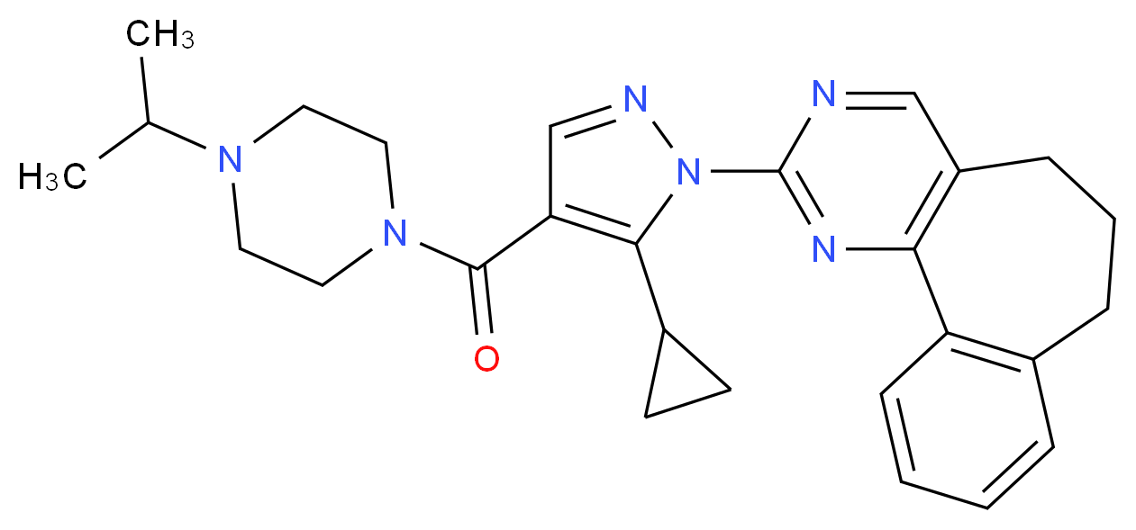2-{5-cyclopropyl-4-[(4-isopropyl-1-piperazinyl)carbonyl]-1H-pyrazol-1-yl}-6,7-dihydro-5H-benzo[6,7]cyclohepta[1,2-d]pyrimidine_Molecular_structure_CAS_)