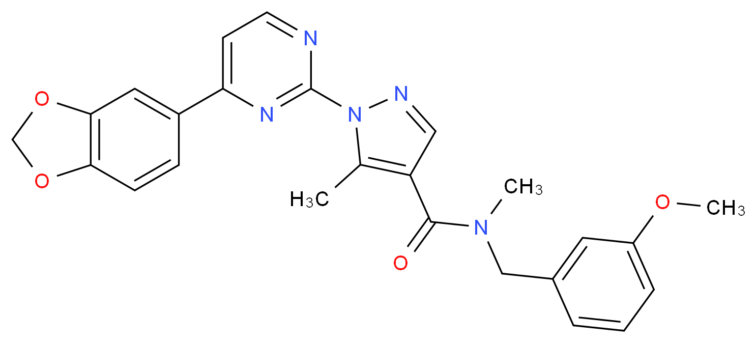 1-[4-(1,3-benzodioxol-5-yl)-2-pyrimidinyl]-N-(3-methoxybenzyl)-N,5-dimethyl-1H-pyrazole-4-carboxamide_Molecular_structure_CAS_)