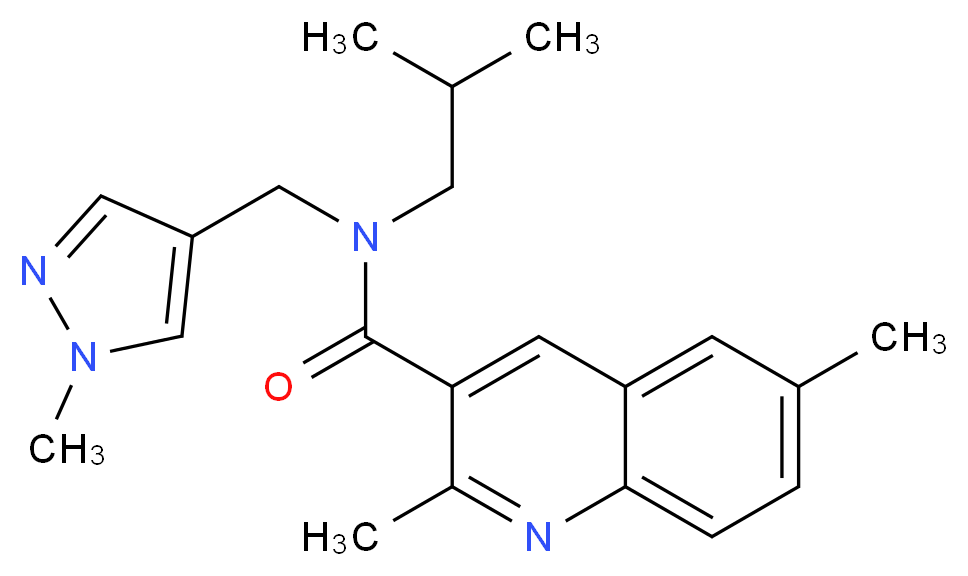N-isobutyl-2,6-dimethyl-N-[(1-methyl-1H-pyrazol-4-yl)methyl]quinoline-3-carboxamide_Molecular_structure_CAS_)