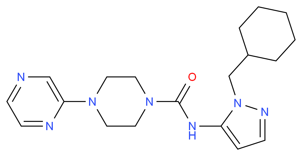 N-[1-(cyclohexylmethyl)-1H-pyrazol-5-yl]-4-pyrazin-2-ylpiperazine-1-carboxamide_Molecular_structure_CAS_)