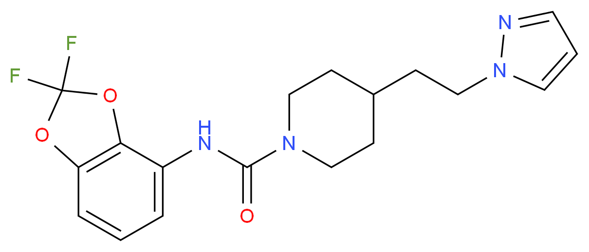 N-(2,2-difluoro-1,3-benzodioxol-4-yl)-4-[2-(1H-pyrazol-1-yl)ethyl]piperidine-1-carboxamide_Molecular_structure_CAS_)