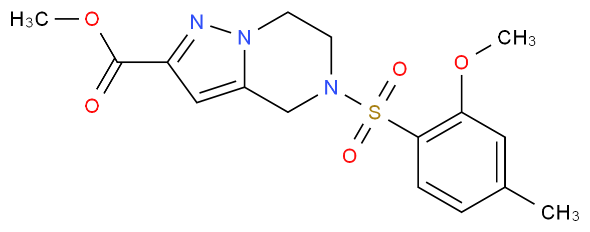 methyl 5-[(2-methoxy-4-methylphenyl)sulfonyl]-4,5,6,7-tetrahydropyrazolo[1,5-a]pyrazine-2-carboxylate_Molecular_structure_CAS_)