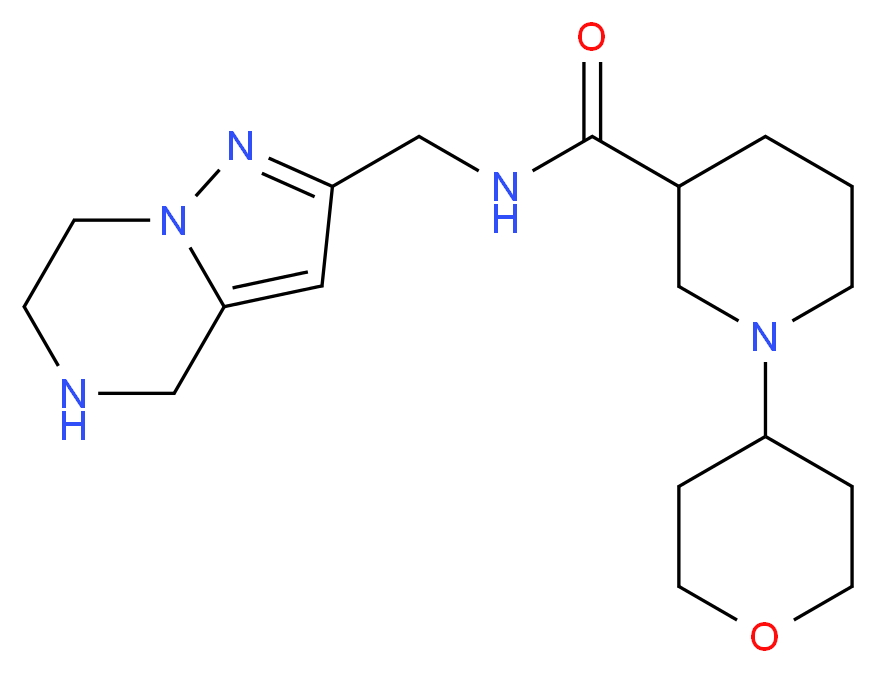 1-(tetrahydro-2H-pyran-4-yl)-N-(4,5,6,7-tetrahydropyrazolo[1,5-a]pyrazin-2-ylmethyl)piperidine-3-carboxamide_Molecular_structure_CAS_)