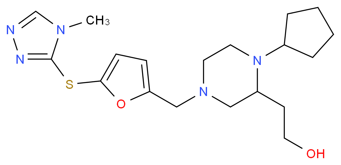 2-[1-cyclopentyl-4-({5-[(4-methyl-4H-1,2,4-triazol-3-yl)thio]-2-furyl}methyl)-2-piperazinyl]ethanol_Molecular_structure_CAS_)