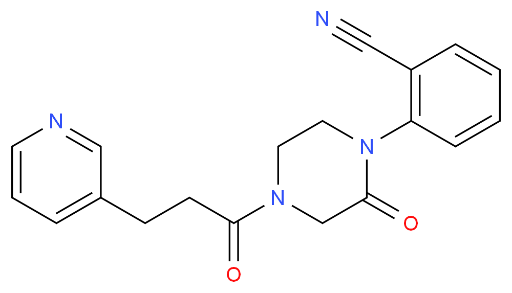 2-{2-oxo-4-[3-(3-pyridinyl)propanoyl]-1-piperazinyl}benzonitrile_Molecular_structure_CAS_)