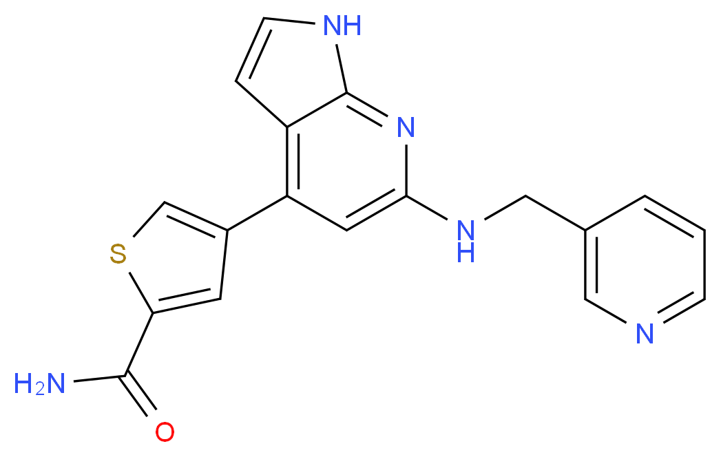 4-{6-[(3-pyridinylmethyl)amino]-1H-pyrrolo[2,3-b]pyridin-4-yl}-2-thiophenecarboxamide_Molecular_structure_CAS_)