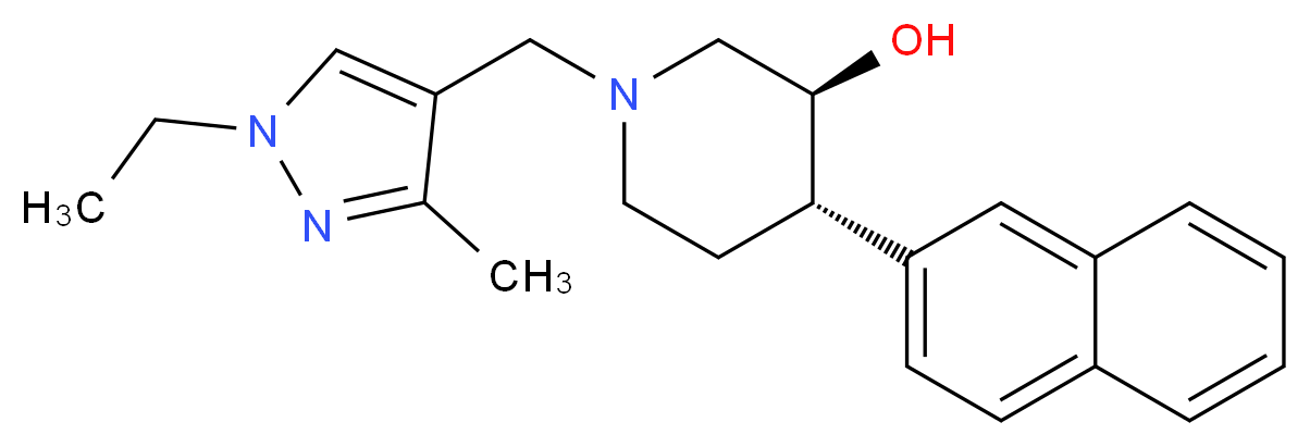 (3S*,4S*)-1-[(1-ethyl-3-methyl-1H-pyrazol-4-yl)methyl]-4-(2-naphthyl)piperidin-3-ol_Molecular_structure_CAS_)