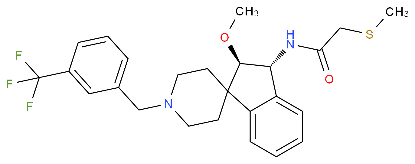 N-{(2R*,3R*)-2-methoxy-1'-[3-(trifluoromethyl)benzyl]-2,3-dihydrospiro[indene-1,4'-piperidin]-3-yl}-2-(methylthio)acetamide_Molecular_structure_CAS_)