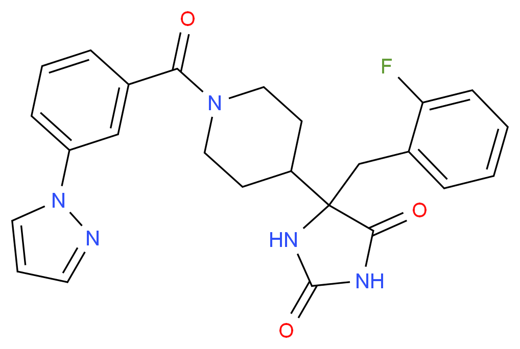 5-(2-fluorobenzyl)-5-{1-[3-(1H-pyrazol-1-yl)benzoyl]-4-piperidinyl}-2,4-imidazolidinedione_Molecular_structure_CAS_)