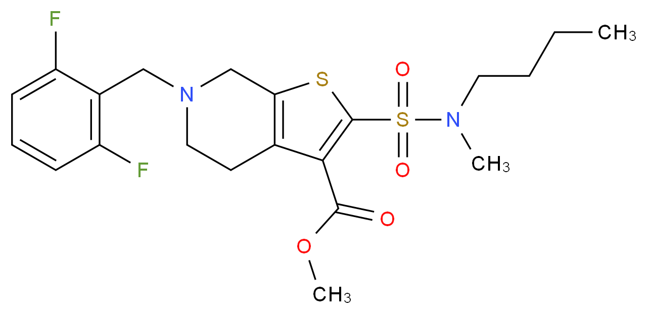 methyl 2-{[butyl(methyl)amino]sulfonyl}-6-(2,6-difluorobenzyl)-4,5,6,7-tetrahydrothieno[2,3-c]pyridine-3-carboxylate_Molecular_structure_CAS_)