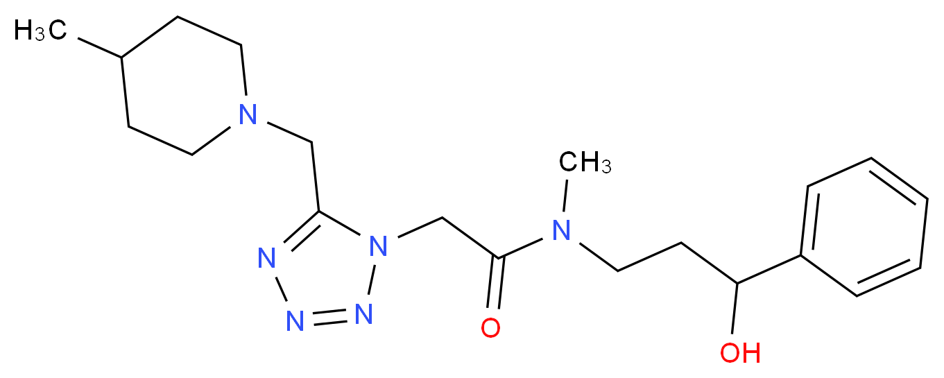 N-(3-hydroxy-3-phenylpropyl)-N-methyl-2-{5-[(4-methyl-1-piperidinyl)methyl]-1H-tetrazol-1-yl}acetamide_Molecular_structure_CAS_)
