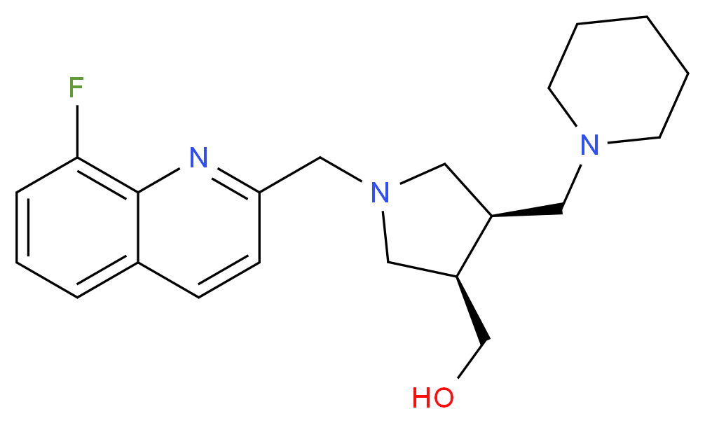 [(3R*,4R*)-1-[(8-fluoroquinolin-2-yl)methyl]-4-(piperidin-1-ylmethyl)pyrrolidin-3-yl]methanol_Molecular_structure_CAS_)
