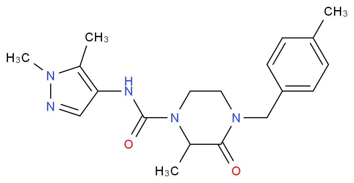 N-(1,5-dimethyl-1H-pyrazol-4-yl)-2-methyl-4-(4-methylbenzyl)-3-oxopiperazine-1-carboxamide_Molecular_structure_CAS_)
