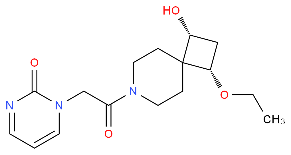 1-{2-[(1S*,3R*)-1-ethoxy-3-hydroxy-7-azaspiro[3.5]non-7-yl]-2-oxoethyl}-2(1H)-pyrimidinone_Molecular_structure_CAS_)