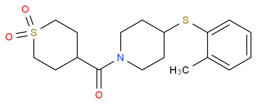 1-[(1,1-dioxidotetrahydro-2H-thiopyran-4-yl)carbonyl]-4-[(2-methylphenyl)thio]piperidine_Molecular_structure_CAS_)