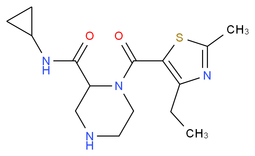 N-cyclopropyl-1-[(4-ethyl-2-methyl-1,3-thiazol-5-yl)carbonyl]-2-piperazinecarboxamide_Molecular_structure_CAS_)