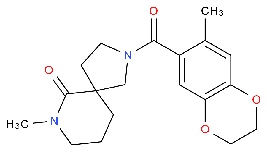 7-methyl-2-[(7-methyl-2,3-dihydro-1,4-benzodioxin-6-yl)carbonyl]-2,7-diazaspiro[4.5]decan-6-one_Molecular_structure_CAS_)