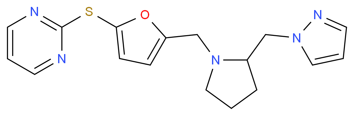 2-[(5-{[2-(1H-pyrazol-1-ylmethyl)pyrrolidin-1-yl]methyl}-2-furyl)thio]pyrimidine_Molecular_structure_CAS_)