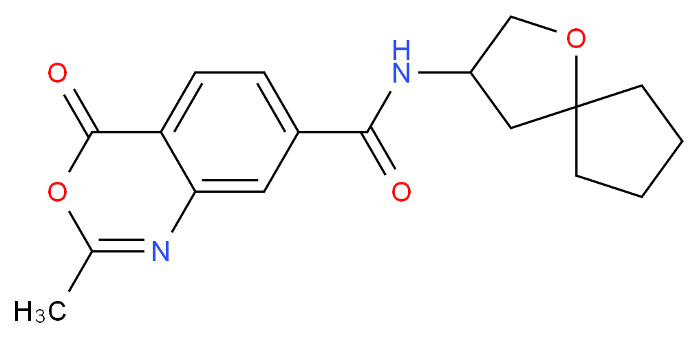 2-methyl-N-1-oxaspiro[4.4]non-3-yl-4-oxo-4H-3,1-benzoxazine-7-carboxamide_Molecular_structure_CAS_)