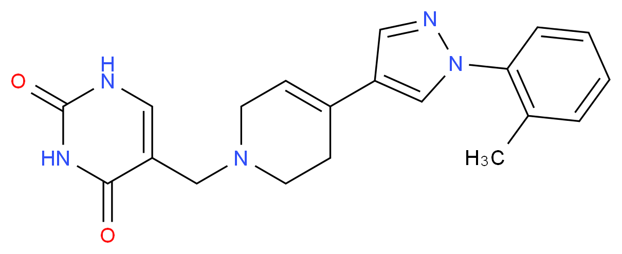 5-{[4-[1-(2-methylphenyl)-1H-pyrazol-4-yl]-3,6-dihydropyridin-1(2H)-yl]methyl}pyrimidine-2,4(1H,3H)-dione_Molecular_structure_CAS_)