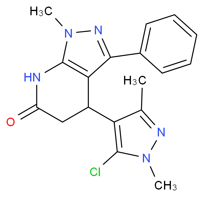 4-(5-chloro-1,3-dimethyl-1H-pyrazol-4-yl)-1-methyl-3-phenyl-1,4,5,7-tetrahydro-6H-pyrazolo[3,4-b]pyridin-6-one_Molecular_structure_CAS_)