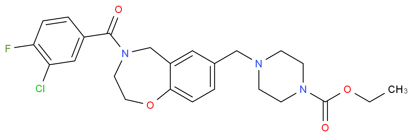ethyl 4-{[4-(3-chloro-4-fluorobenzoyl)-2,3,4,5-tetrahydro-1,4-benzoxazepin-7-yl]methyl}-1-piperazinecarboxylate_Molecular_structure_CAS_)