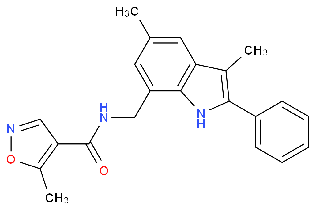 N-[(3,5-dimethyl-2-phenyl-1H-indol-7-yl)methyl]-5-methylisoxazole-4-carboxamide_Molecular_structure_CAS_)