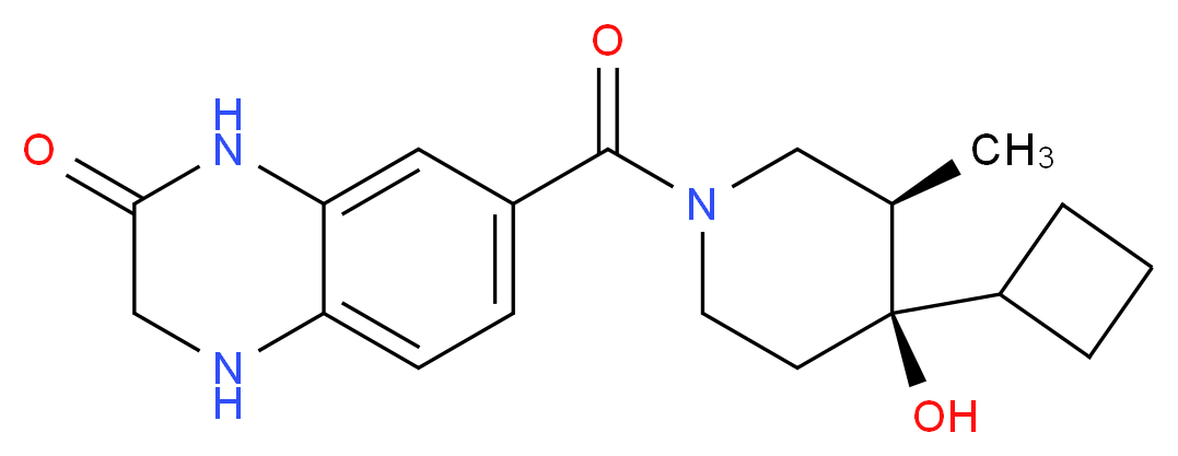 7-{[(3R*,4R*)-4-cyclobutyl-4-hydroxy-3-methylpiperidin-1-yl]carbonyl}-3,4-dihydroquinoxalin-2(1H)-one_Molecular_structure_CAS_)