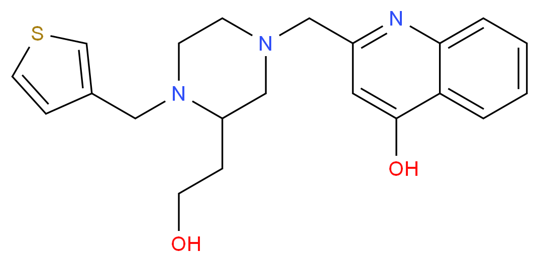 2-{[3-(2-hydroxyethyl)-4-(3-thienylmethyl)-1-piperazinyl]methyl}-4-quinolinol_Molecular_structure_CAS_)