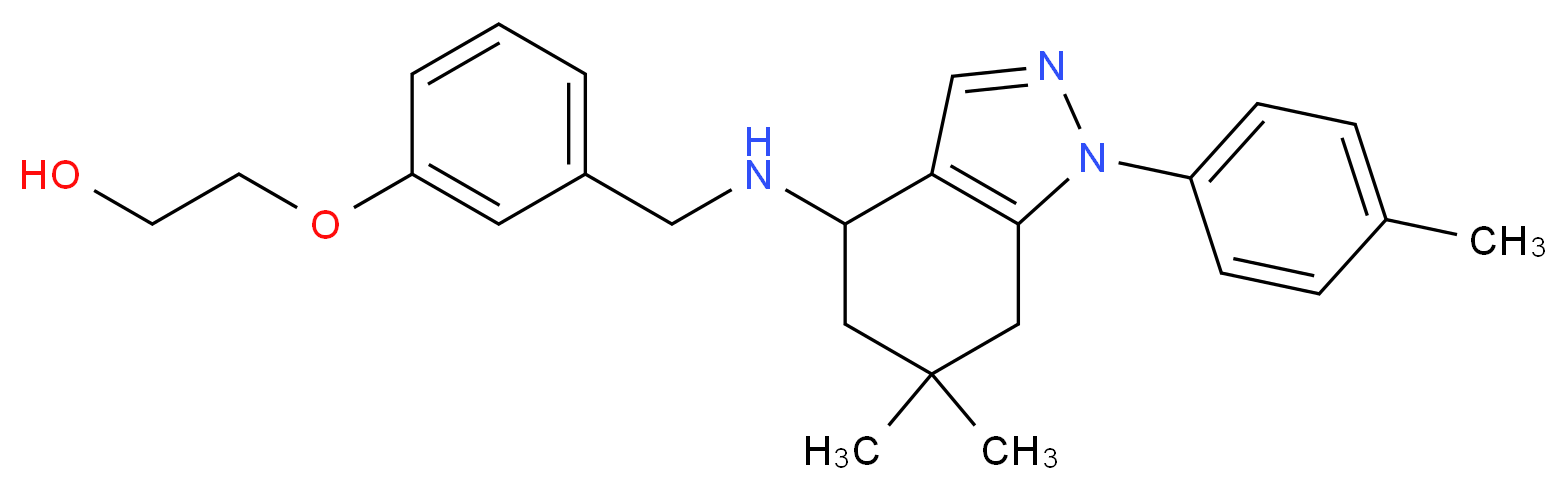 2-[3-({[6,6-dimethyl-1-(4-methylphenyl)-4,5,6,7-tetrahydro-1H-indazol-4-yl]amino}methyl)phenoxy]ethanol_Molecular_structure_CAS_)