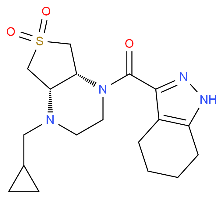 (4aR*,7aS*)-1-(cyclopropylmethyl)-4-(4,5,6,7-tetrahydro-1H-indazol-3-ylcarbonyl)octahydrothieno[3,4-b]pyrazine 6,6-dioxide_Molecular_structure_CAS_)