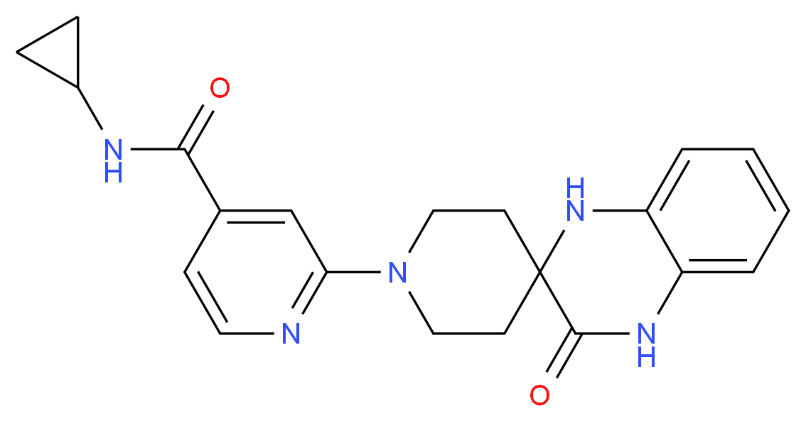 N-cyclopropyl-2-(3'-oxo-3',4'-dihydro-1H,1'H-spiro[piperidine-4,2'-quinoxalin]-1-yl)isonicotinamide_Molecular_structure_CAS_)