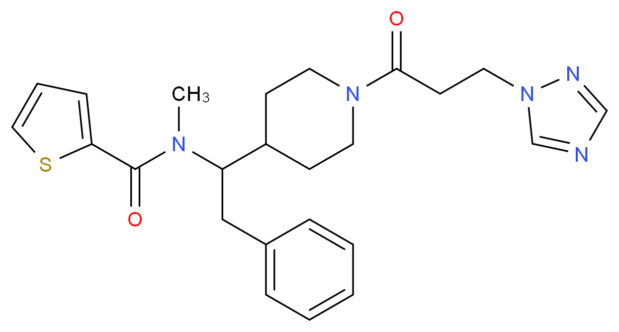 N-methyl-N-(2-phenyl-1-{1-[3-(1H-1,2,4-triazol-1-yl)propanoyl]-4-piperidinyl}ethyl)-2-thiophenecarboxamide_Molecular_structure_CAS_)