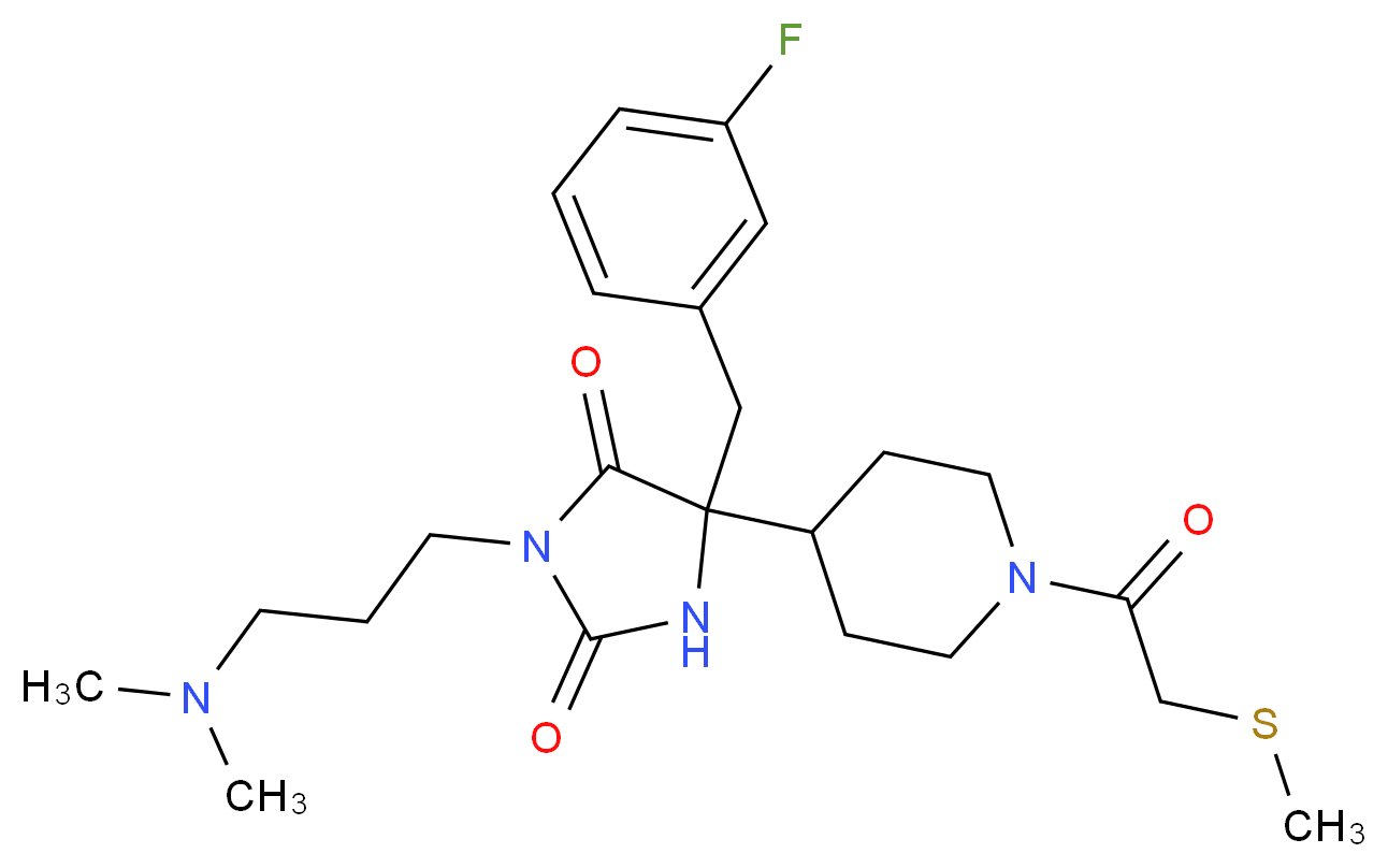 3-[3-(dimethylamino)propyl]-5-(3-fluorobenzyl)-5-{1-[(methylthio)acetyl]-4-piperidinyl}-2,4-imidazolidinedione_Molecular_structure_CAS_)