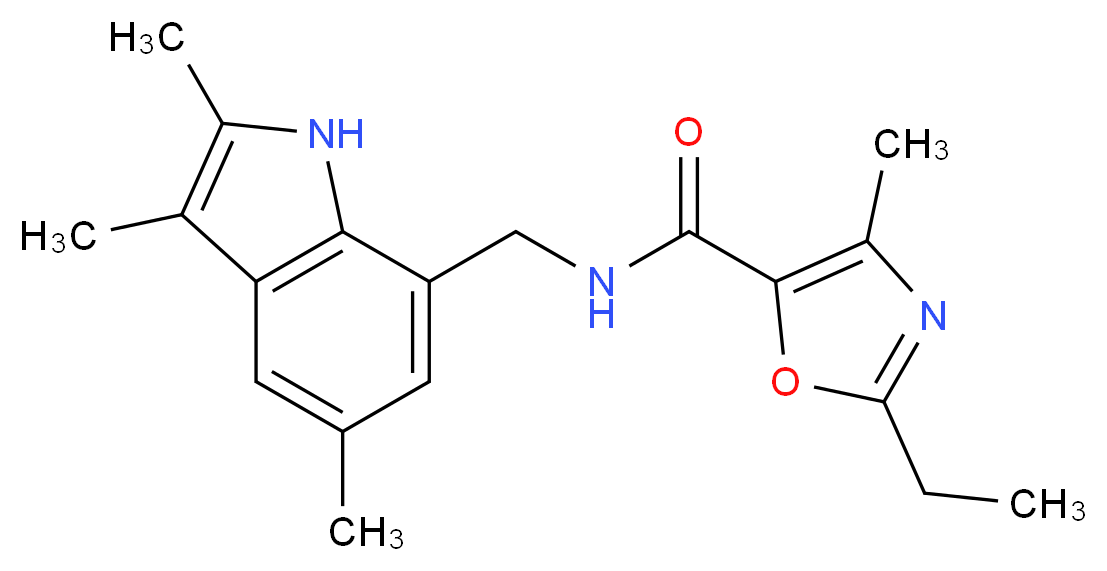 2-ethyl-4-methyl-N-[(2,3,5-trimethyl-1H-indol-7-yl)methyl]-1,3-oxazole-5-carboxamide_Molecular_structure_CAS_)