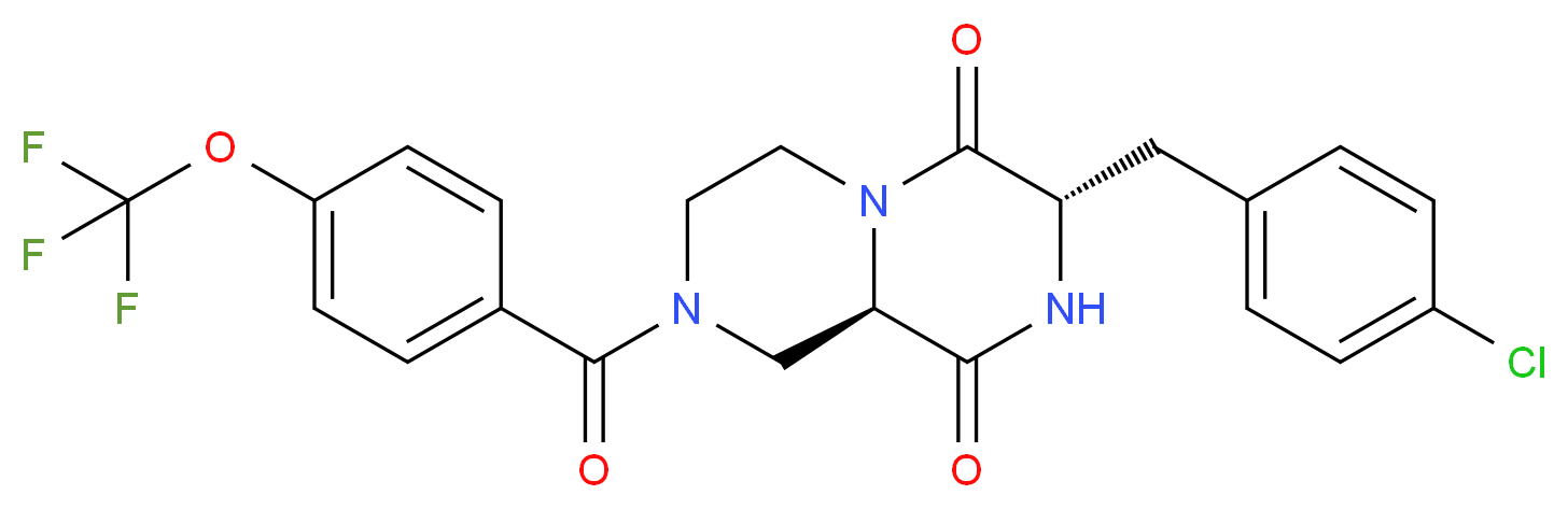 (3S,9aR)-3-(4-chlorobenzyl)-8-[4-(trifluoromethoxy)benzoyl]tetrahydro-2H-pyrazino[1,2-a]pyrazine-1,4(3H,6H)-dione_Molecular_structure_CAS_)