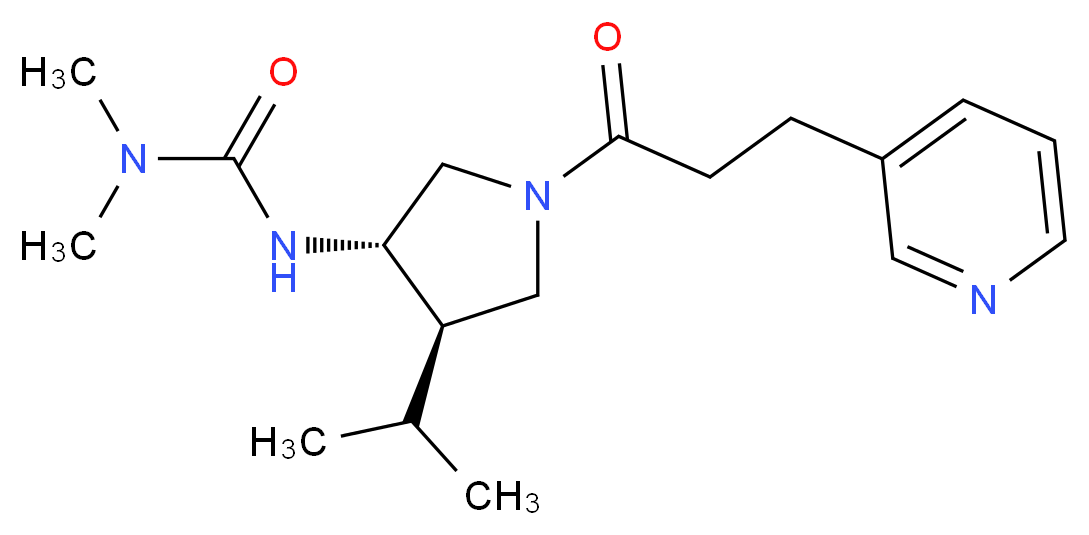 N'-[(3S*,4R*)-4-isopropyl-1-(3-pyridin-3-ylpropanoyl)pyrrolidin-3-yl]-N,N-dimethylurea_Molecular_structure_CAS_)