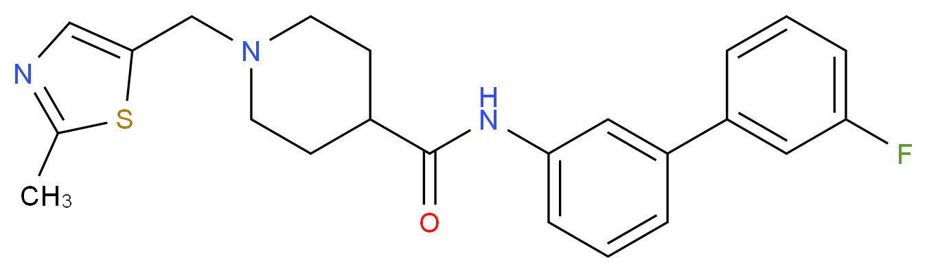 N-(3'-fluoro-3-biphenylyl)-1-[(2-methyl-1,3-thiazol-5-yl)methyl]-4-piperidinecarboxamide_Molecular_structure_CAS_)