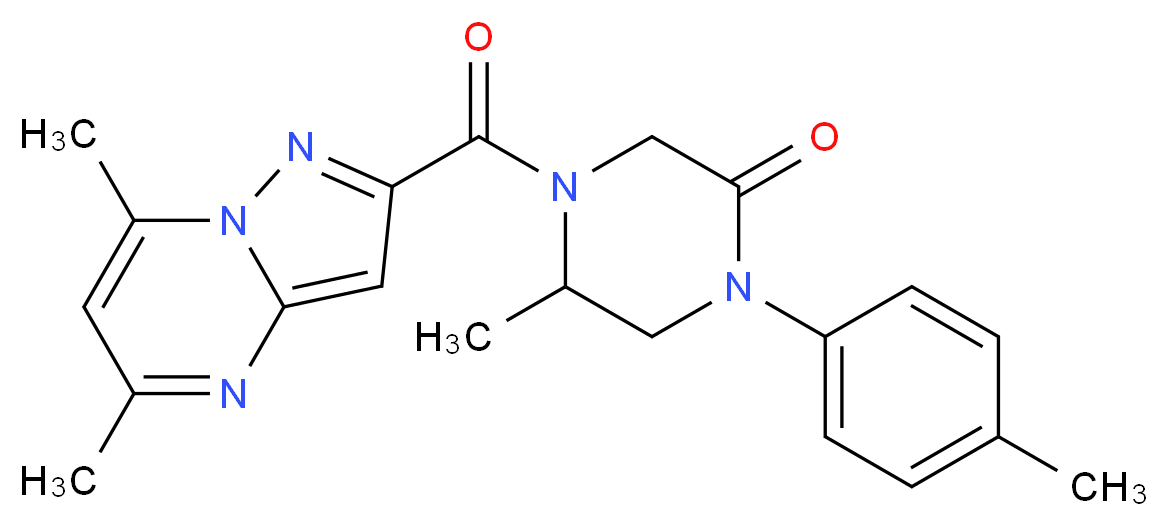 4-[(5,7-dimethylpyrazolo[1,5-a]pyrimidin-2-yl)carbonyl]-5-methyl-1-(4-methylphenyl)-2-piperazinone_Molecular_structure_CAS_)