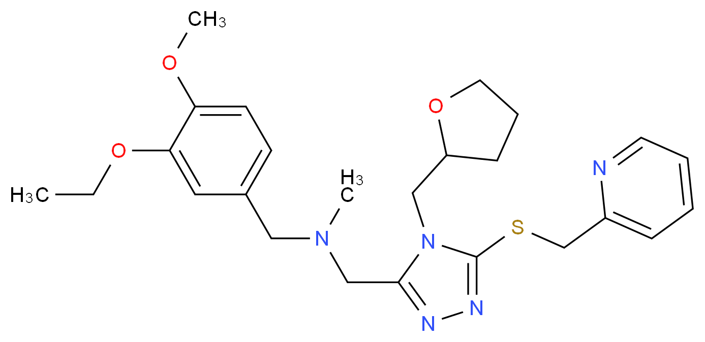 (3-ethoxy-4-methoxybenzyl)methyl{[5-[(2-pyridinylmethyl)thio]-4-(tetrahydro-2-furanylmethyl)-4H-1,2,4-triazol-3-yl]methyl}amine_Molecular_structure_CAS_)