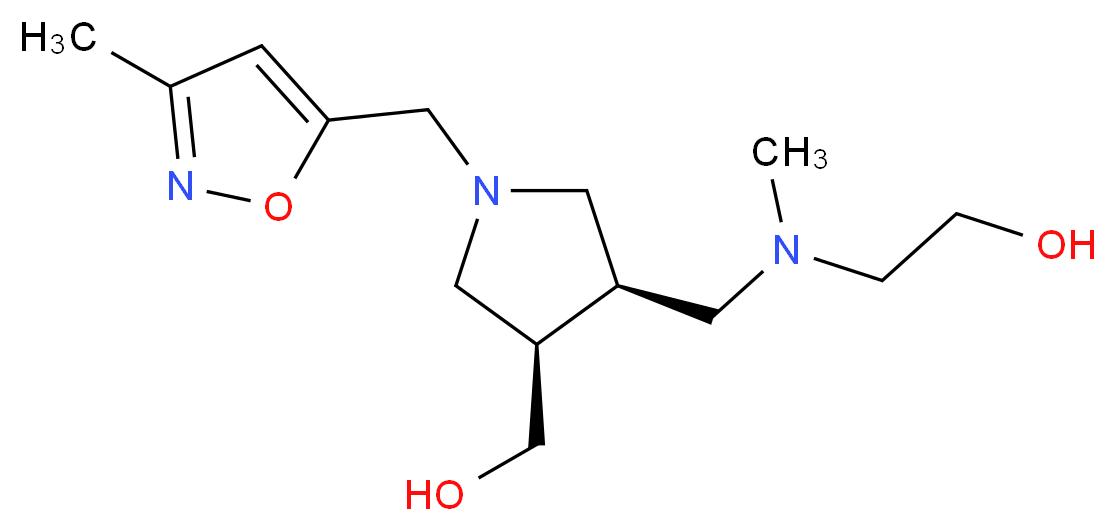 2-[({(3R*,4R*)-4-(hydroxymethyl)-1-[(3-methylisoxazol-5-yl)methyl]pyrrolidin-3-yl}methyl)(methyl)amino]ethanol_Molecular_structure_CAS_)