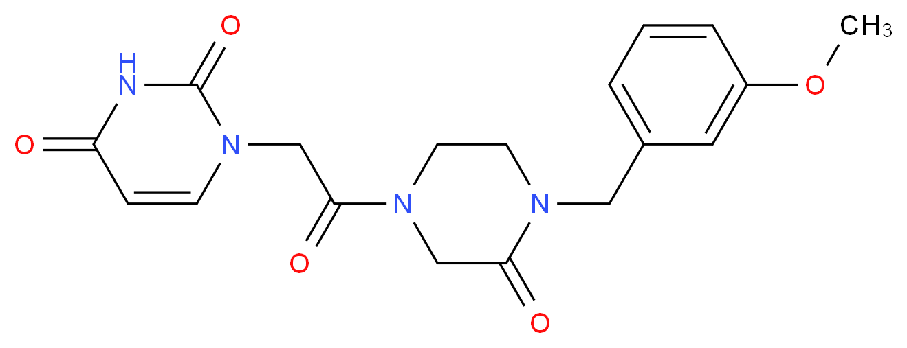 1-{2-[4-(3-methoxybenzyl)-3-oxo-1-piperazinyl]-2-oxoethyl}-2,4(1H,3H)-pyrimidinedione_Molecular_structure_CAS_)