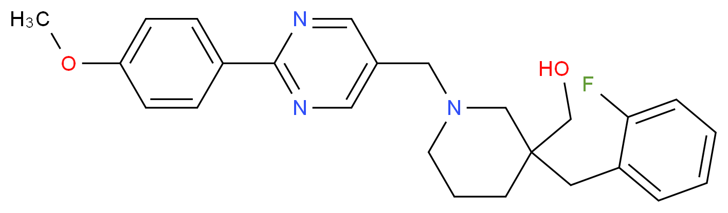 (3-(2-fluorobenzyl)-1-{[2-(4-methoxyphenyl)-5-pyrimidinyl]methyl}-3-piperidinyl)methanol_Molecular_structure_CAS_)